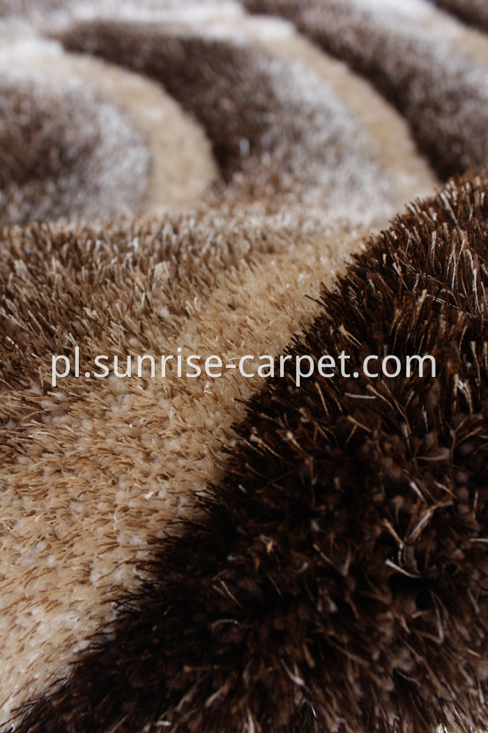 Polyester Shaggy Rug 3D Design Brown and Beige Color